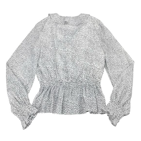 TED BAKER Alyanna Lace Up Ruffle Front Textured Long Sleeve Blouse Top Sz 4 - Picture 8 of 9